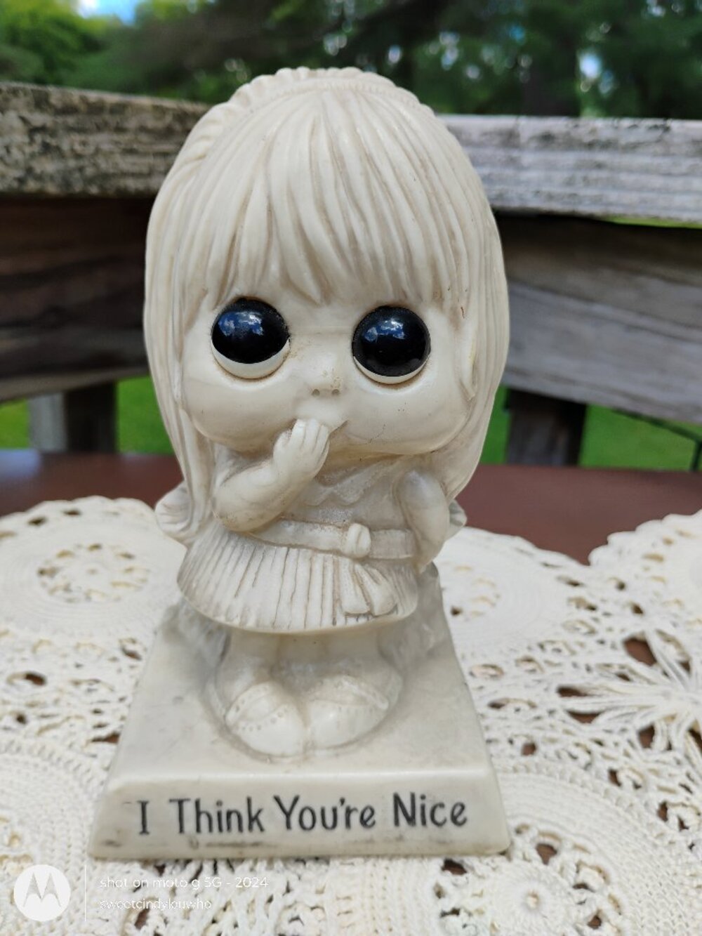 big-eyed girl character Wallace Sillisculpt figurine 1970 I Think You're Nice